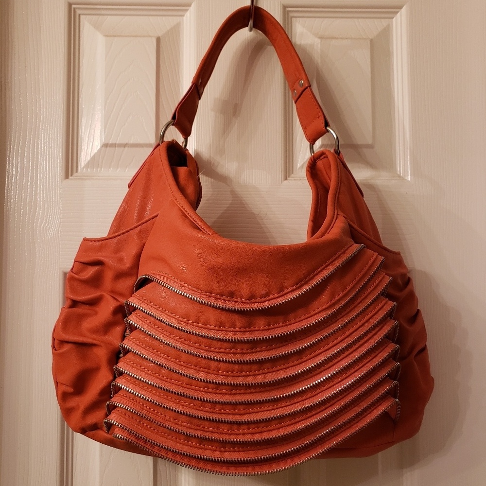 Unique! Fun! Zipper faux leather bag